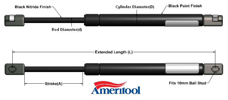 Details about   Ameritool 6-8-20-CB1-CB1-30# Fixed Force Gas Spring 